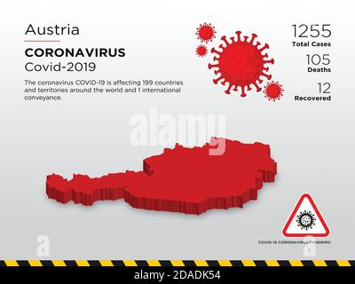 Austria Affected Country 3D Map of Coronavirus Disease Design Template Stock Vector