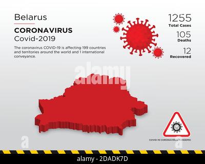 Belarus Affected Country 3D Map of Coronavirus Disease Design Template Stock Vector