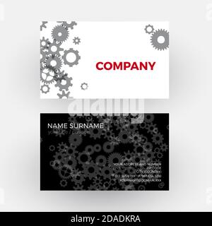 Vector abstract car and gear. Business card Stock Vector
