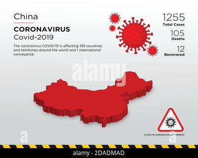 China Affected Country 3D Map of Coronavirus Disease Design Template Stock Vector