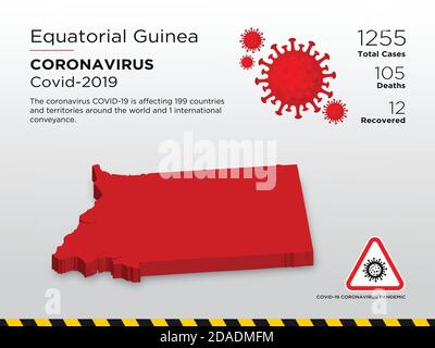 Equatorial Guinea  Affected Country 3D Map of Coronavirus Disease Design Template Stock Vector