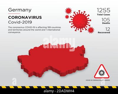 Germany Affected Country 3D Map of Coronavirus Disease Design Template Stock Vector