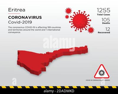 Eritrea Affected Country 3D Map of Coronavirus Disease Design Template Stock Vector