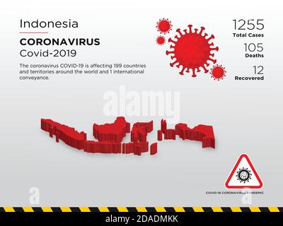 Indonesia Affected Country 3D Map of Coronavirus Disease Design Template Stock Vector