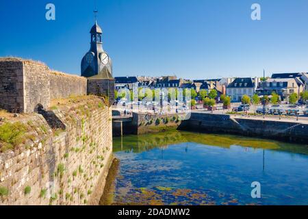 CONCARNEAU, BRITTANY, FRANCE: View of the port of Concarneau from the walls of the walled reconstruction. Stock Photo