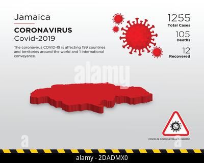 Jamaica Affected Country 3D Map of Coronavirus Disease Design Template Stock Vector