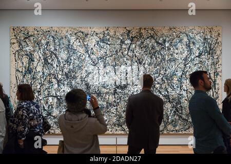 NEW YORK, USA - May 01, 2016: People inside Museum of Modern Art. MoMAs collection offers an overview of modern and contemporary art, architecture, de Stock Photo