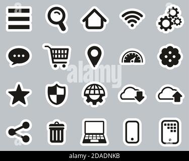 Search Engine Or User Interface Icons Black & White Sticker Set Big Stock Vector