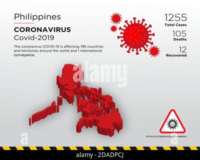 Philippines Affected Country 3D Map of Coronavirus Disease Design Template Stock Vector