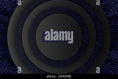 3d abstract background. Black circles with sparkles. Vector illustration, eps 10 Stock Vector