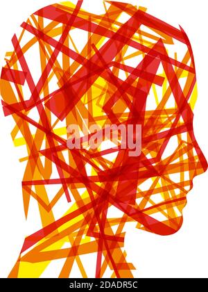 Vector sign fiery person, abstract shape of head Stock Vector