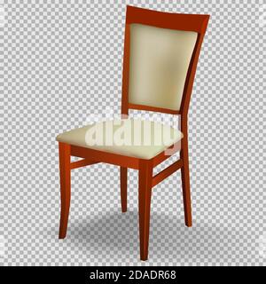 Realistic chair with a back on a transparent background.Isolated vector object. Stock Vector