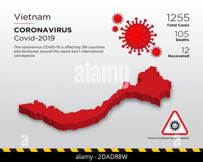 Vietnam Affected Country 3D Map of Coronavirus Disease Design Template Stock Vector
