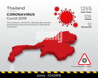 Thailand Affected Country 3D Map of Coronavirus Disease Design Template Stock Vector