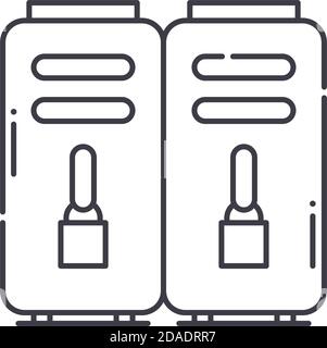 Lockers concept icon, linear isolated illustration, thin line vector, web design sign, outline concept symbol with editable stroke on white background Stock Vector