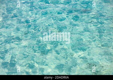 Abstract beautiful ripple wave and clear turquoise water surface in swimming pool, Turquoise or blue water wave for background and abstract Stock Photo