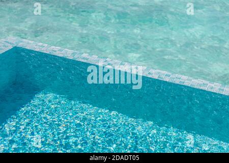 Abstract beautiful ripple wave and clear turquoise water surface in swimming pool, Turquoise or blue water wave for background and abstract Stock Photo