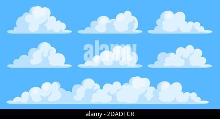 Set of cartoon clouds Stock Vector