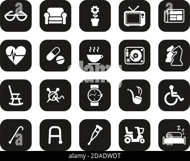 Senior People Icons White On White Flat Design Set Big Stock Vector