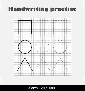 Vector black and white handwriting practice worksheet with woodland ...