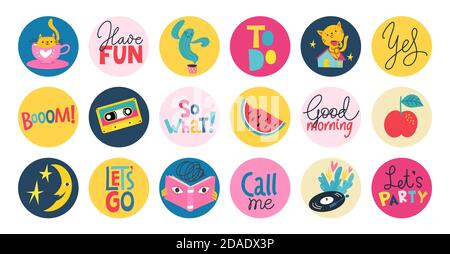 Various highlights and story icons for social media Stock Vector