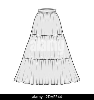 Skirt Slip Dirndl Technical Fashion Illustration With Below-the-knee  Silhouette, A-line Fullness, Scalloped Edge. Flat Bottom Template Front,  Back White Color Style. Women, Men, Unisex CAD Mockup Royalty Free SVG,  Cliparts, Vectors, and