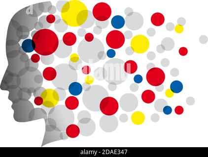 Vector sign innovative generation, head and circles Stock Vector