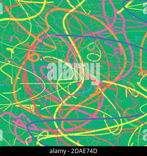 Multi-colored crew abstract lines on green background Stock Photo