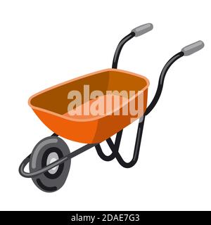 illustration of the empty red wheelbarrow on the white background Stock Vector