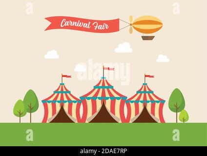Circus tent vector illustration. funfair carnival in flat style Stock Vector