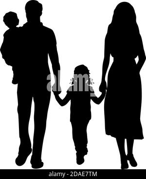 Silhouettes Of Family Father Mother Daughter And Little Son In Arms Stock Vector Image Art Alamy