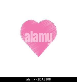 Valentine day hand drawn scribbled pink heart on white background, line art drawing icon, doodle art design, vector illustration Stock Vector