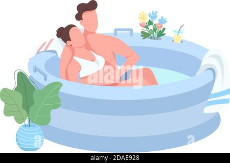 Young expectant parents flat color vector faceless character Stock Vector