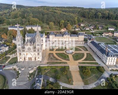 France, Orne, Parc naturel regional du Perche, La Chapelle-Montligeon basilica of neo-gothic style erected between 1894 and 1911 by architect Maitre T Stock Photo