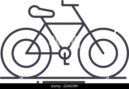 Bicycle icon, linear isolated illustration, thin line vector, web design sign, outline concept symbol with editable stroke on white background. Stock Vector