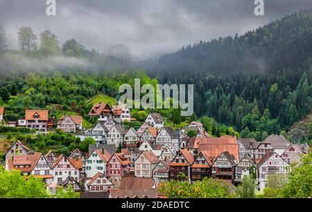 Half-timbered houses in Schiltach in the Black Forest Stock Photo