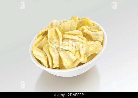 Papdi Gathiya or gathia, ganthia, ganthiya, papadi, Fafada made by gram flour, popular Gujarati snack, Pouch Packing Namkeen or namkin Common Street F Stock Photo