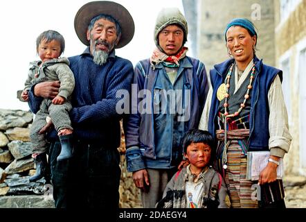 A Tibetan Family in The Khumbu Region Of Nepal Stock Photo