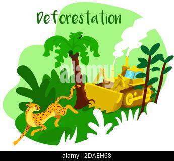 Cut trees 2D vector web banner, poster Stock Vector