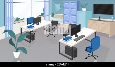 Police department office flat vector Stock Vector
