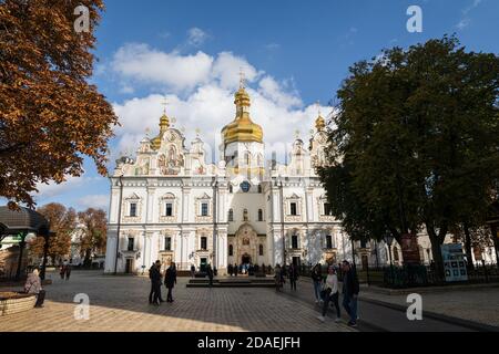 KYIV, UKRAINE - Sep. 29, 2019: Kiev Pechersk Lavra. Cathedral of the Dormition. Kiev. Ukraine. Blue sky with clouds on a sunny day on the background Stock Photo
