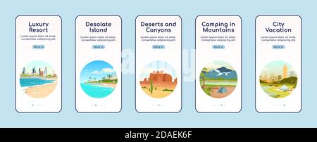 Recreation in nature app screen Stock Vector