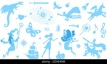 Fantasy dream flat concept vector illustration Stock Vector