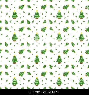 Christmas pattern seamless made with christmas and New Year tree on white background Stock Photo