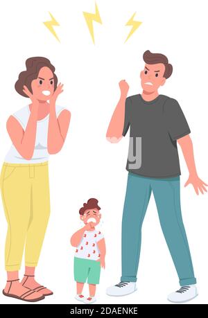 Arguing parents flat color vector faceless characters Stock Vector