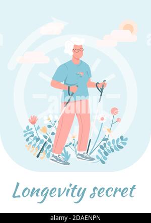 Longevity secret poster flat vector template Stock Vector