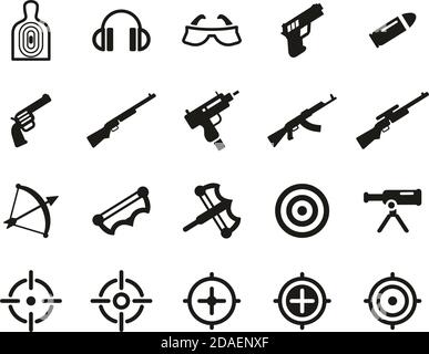 Shooting Range Icons Black & White Set Big Stock Vector