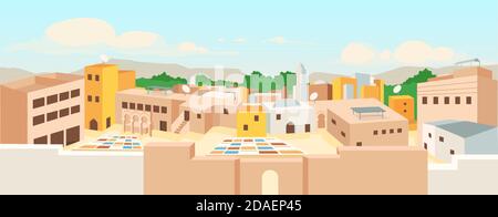 Ancient arab city flat color vector illustration Stock Vector