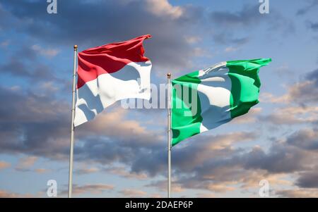 Beautiful national state flags of Monaco and Australia together at the ...