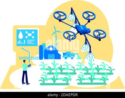 Agribusiness automation flat concept Stock Vector